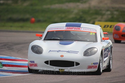 Lewis Brown in the Ginetta Juniors Race during the BTCC Weekend at Thruxton, May 2016