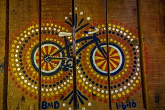 A cyclist friend of ours painted this on Jason's kitchen table last year.