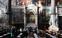 View of Bellini's San Zaccaria Altarpiece from across the nave