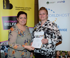 Worldhost participant Gillian Clarke from Knead St Deli pictured with Councillor Deirdre Hargey