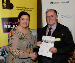 Worldhost participant Gerard Magee pictured with Councillor Deirdre Hargey
