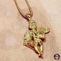 Just in time for Valentine's day! Purchase your loved ones with this new 14K Gold Cupid Angel Pendant Necklace! SKU: NKX10941 #Cupid #Pendant #Valentinesday #Necklace #Jewelry #14K #Gold #Angel #Hearts