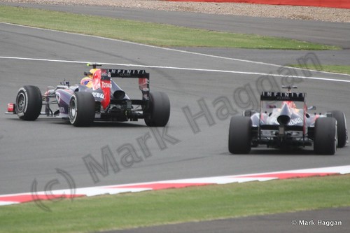 Mark Webber and Sebastian Vetel in Free Practice 2 at the 2013 British Grand Prix