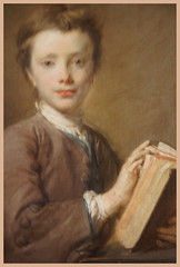 Jean-Baptiste Peronneau (ca.1715-1783) Portrait of a Boy with a Book, 1740s, oil on canvas (detail)
