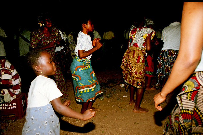 Togo West Africa Ethnic Cultural Dancing and Drumming African Village close to Palimé formerly known as Kpalimé a city in Plateaux Region Togo near the Ghanaian border 24 April 1999 174<br/>© <a href="https://flickr.com/people/41087279@N00" target="_blank" rel="nofollow">41087279@N00</a> (<a href="https://flickr.com/photo.gne?id=14013166802" target="_blank" rel="nofollow">Flickr</a>)