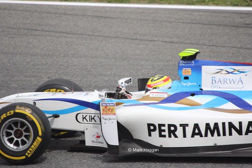 Rio Haryanto GP2 action at the 2013 Spanish Grand Prix