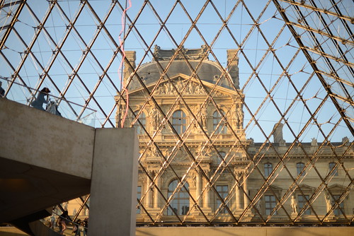 Louvre exterior from inside the pyramid