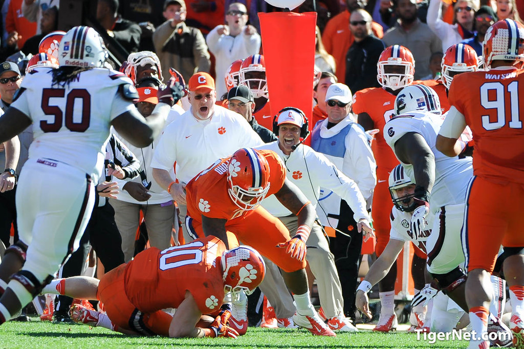 Clemson Football Photo of Ben Boulware and Brent Venables and South Carolina