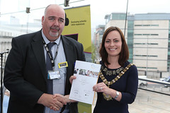 Stephen Brown from Select Security with Belfast Lord Mayor Nicola Mallon