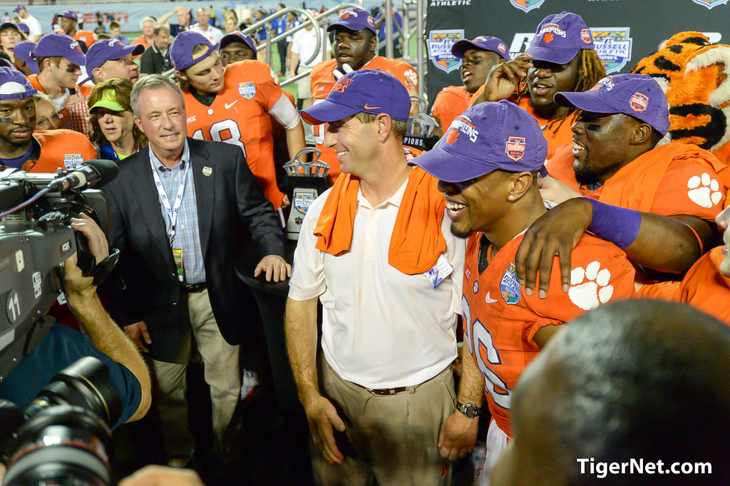 Clemson Football Photo of Dabo Swinney and Garry Peters and Russell Athletic Bowl