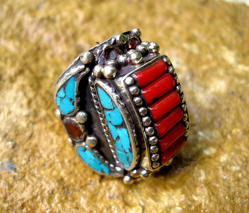 Big Turquoise Petit Afghan Kuchi Tribal Navajo Ring Boho Jewelry Bohemian Ethnic 