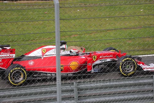 Kimi Raikkonen in his Ferrari during Formula One In Season Testing at Silverstone, July 2016