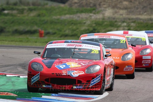 Cameron Roberts and Dave Wooder in the Ginetta Juniors Race during the BTCC Weekend at Thruxton, May 2016