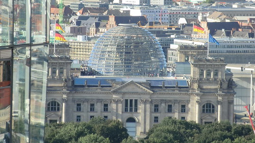 Berlin - Reichstagsgebude - combination of a modern Glass-Dome with the old building.  Just imagine it alight.