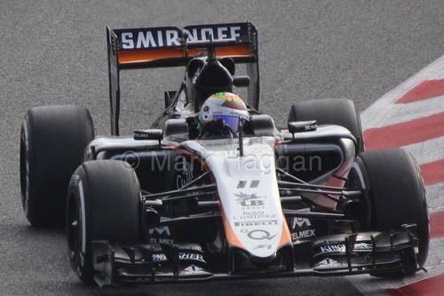 Sergio Perez in the Force India in Formula One Winter Testing 2015