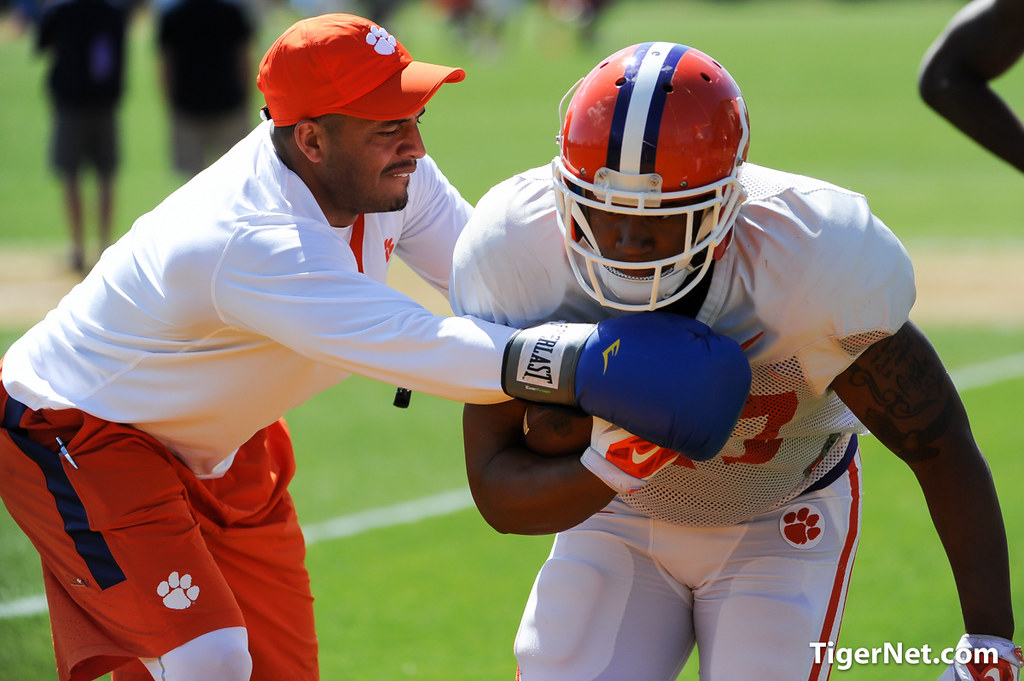 Clemson Football Photo of cjfuller and Tony Elliott and practice