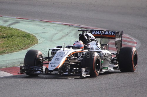 Nico Hulkenberg in his Force India at Formula One Winter Testing 2015