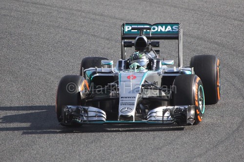 Nico Rosberg in the Mercedes in Formula One Winter Testing 2015