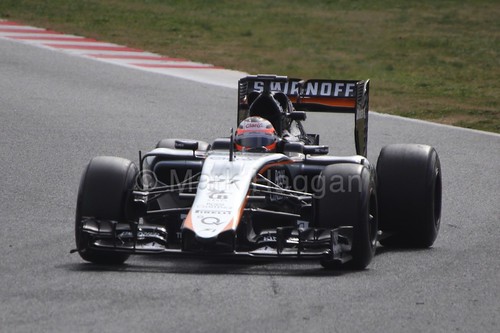 Nico Hulkenberg in his Force India at Formula One Winter Testing 2015