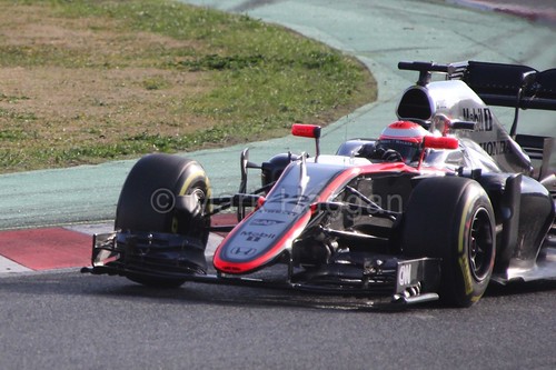 Jenson Button in his McLaren in Formula One Winter Testing 2015