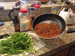 Learning a great recipe in Mexico using chiltepin beans.  Hot!