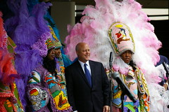 Mayor Mitch Landrieu at the Jazz Fest 2015 Cube Daily Schedule Announcement, March 24, 2015