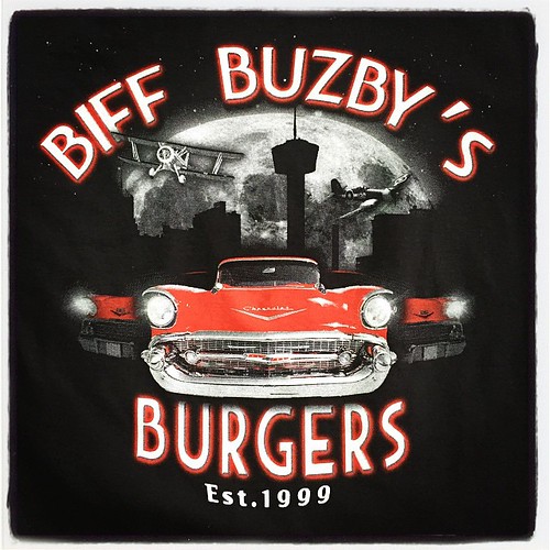 Biff Buzby's... Great burgers and great shirts.  #Expertees #tshirts #biffbuzbys #burgers #cars