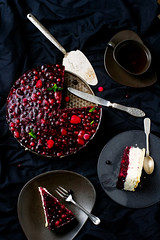 slice of a tart with fresh berries.