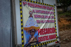 One of the support vehicles for the peregrinacion ciclista al Santuario de Nuestra Senora de Juquila, Oax.