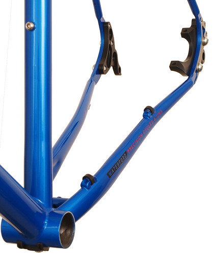 <p>Waterford 14-Series Vision Design with Modular Disc Dropouts in Blue Flame.  The modular dropouts lets you convert from quick release to through axle hubs.  Also includes our new double bend chainstays for increased tire and heal clearance.</p>