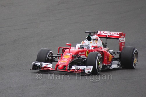 Sebastian Vettel in his Ferrari in Free Practice 3 at the 2016 British Grand Prix