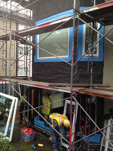 Rain screen prep and window installation