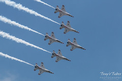 All six Air Force Thunderbirds in formation