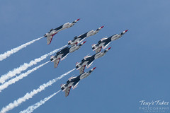 All six Air Force Thunderbirds in formation
