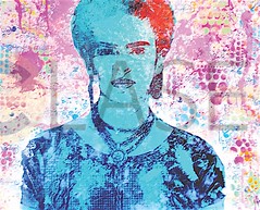 “Frida” (técnica mixta de transferencia de imagen de pop art, 36”36”, Jason Pérez).