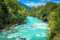 Turquoise waters along Rio Palena in Chile.