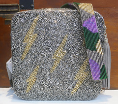 Lightening zaps - beaded purse in a shop window