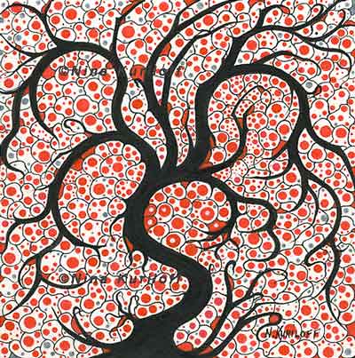 Black Tree with Red & Gray