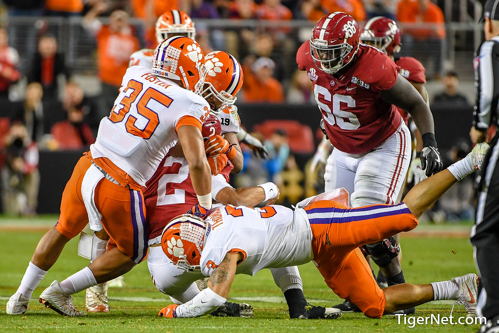 Clemson Football Photo of Justin Foster and Xavier Thomas and alabama
