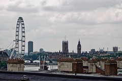 Palace of Westminster and London Eye from the roof of King's College London