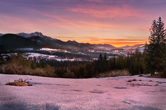 Sunset over Tatra mountains in south Poland