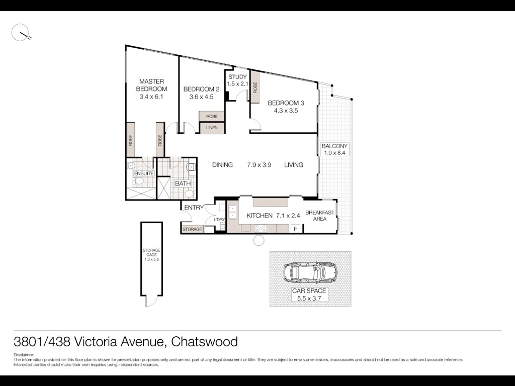 3801/438 Victoria Avenue, Chatswood NSW 2067 floorplan