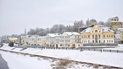 DP2Q9674. Restored Buildings on the Left Bank of the Tvertsa River in Torzhok (Торжок)