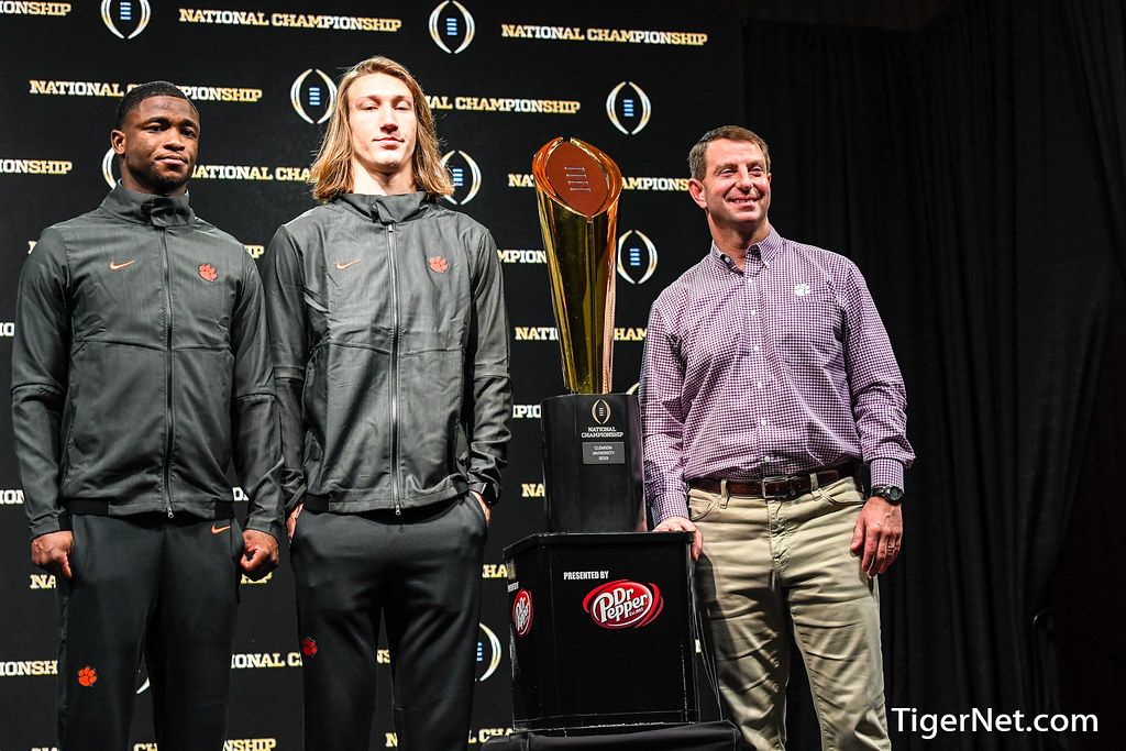 Clemson Football Photo of Dabo Swinney and Trayvon Mullen and Trevor Lawrence and alabama