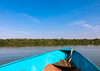 Blue boat on river Nile, Northern State, El-Kurru, Sudan