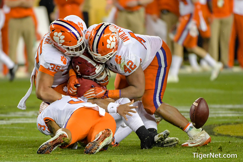 Clemson Football Photo of Christian Wilkins and Justin Foster and Xavier Thomas and alabama